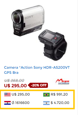 preços nas 3 moedas