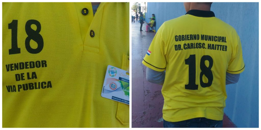 Vendedores ambulantes uniformizados em Salto del Guairá