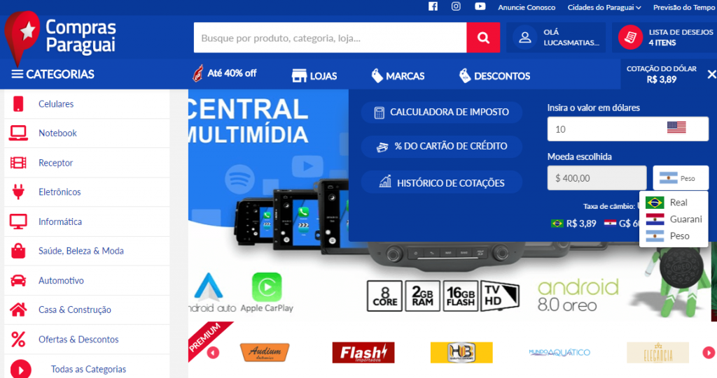 Calculadora de câmbios